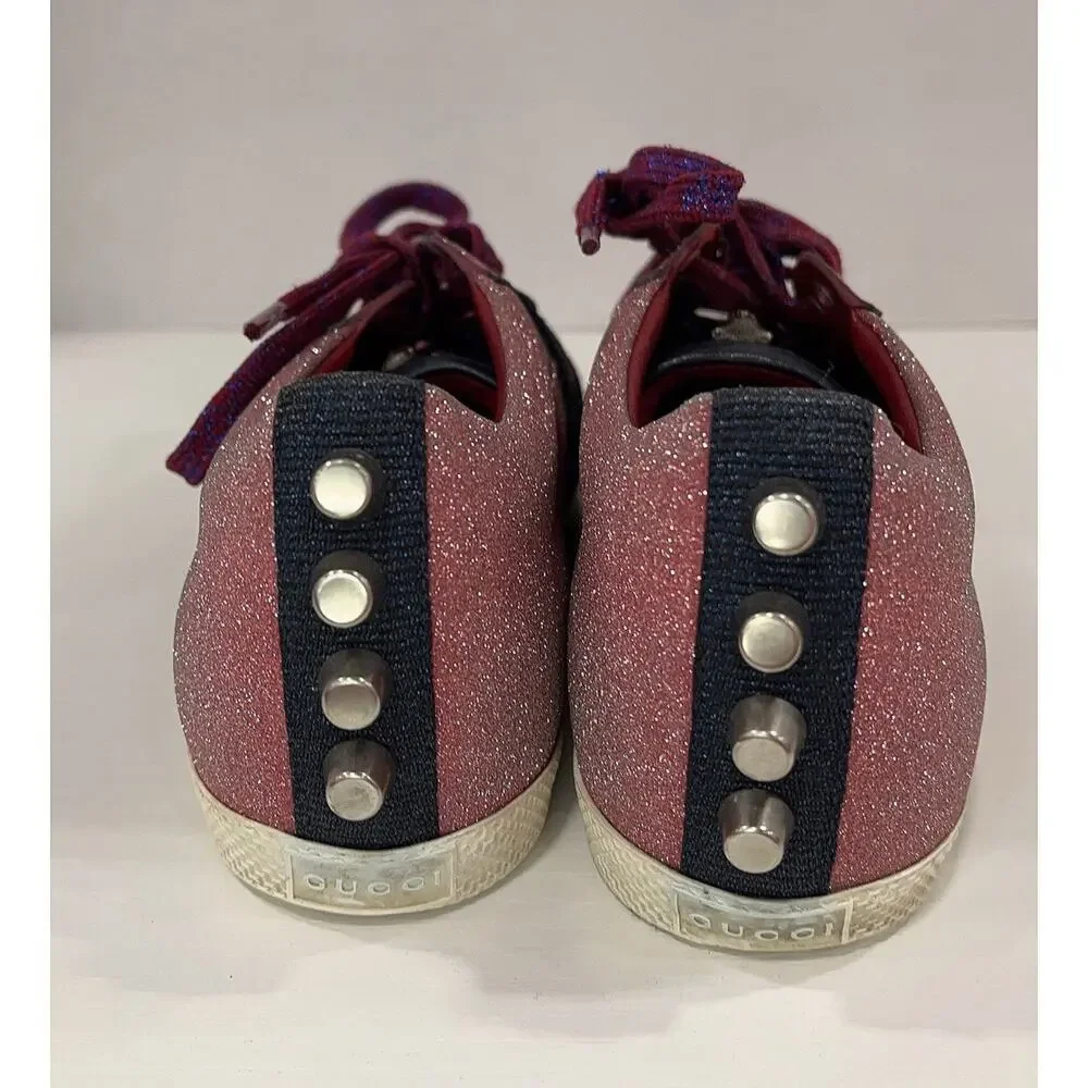 Authentic GUCCI Bambi Glitter Pink Ace Sparkle Studded Sneakers Size EU 35/US 5 - Picture 10 of 11